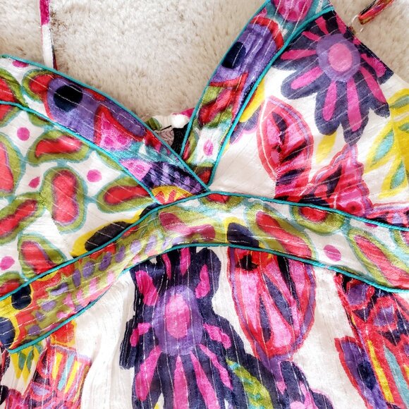 Apollo Boho Floral Maxi Dress Medium | Colorful Festival Resort Sundress - Picture 3 of 12